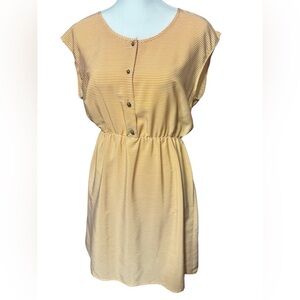 Maison Jules Orange Gold And White Stripe Dress Short Sleeves Size Large